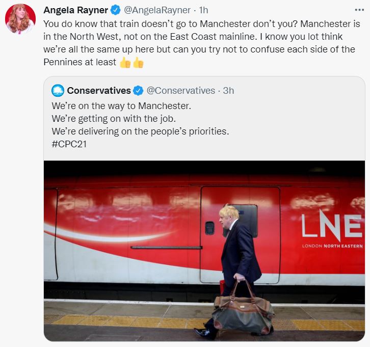 Angela Rayner tweet on trains